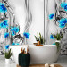 Photo Wallpaper Blossoming turquoise - blue flowers on a background with glittering ornaments 97116 additionalThumb 8