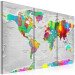 Canvas Print Maps: Colorful Finesse II - Artistic World Map on Gray Background 97416 additionalThumb 2