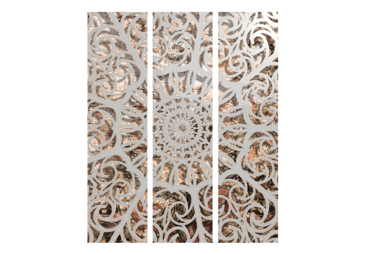 Room Divider Song of the Orient - textured gray mandala on beige background 97916 additionalImage 3