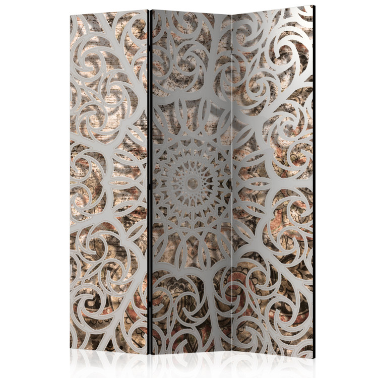 Room Divider Song of the Orient - textured gray mandala on beige background 97916