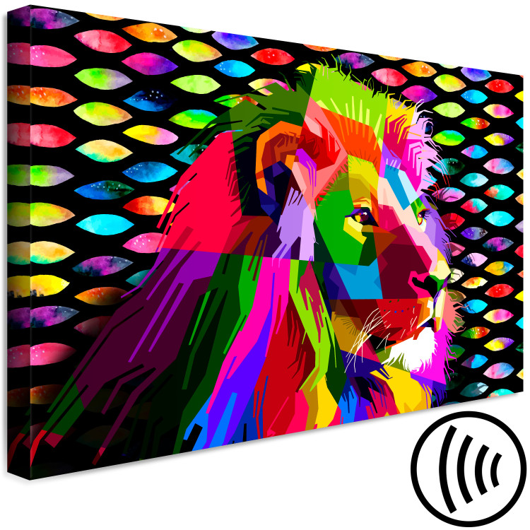 Canvas Rainbow Lion (1-part) Wide - Colorful Animal in Pop Art Style 108226 additionalImage 6