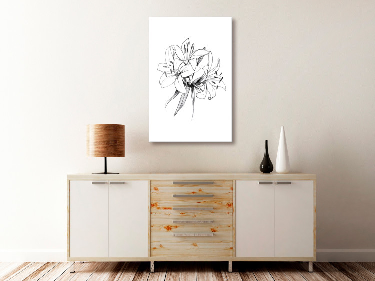 Canvas Print Black and white flowers - abstract, delicate nature 117126 additionalImage 3