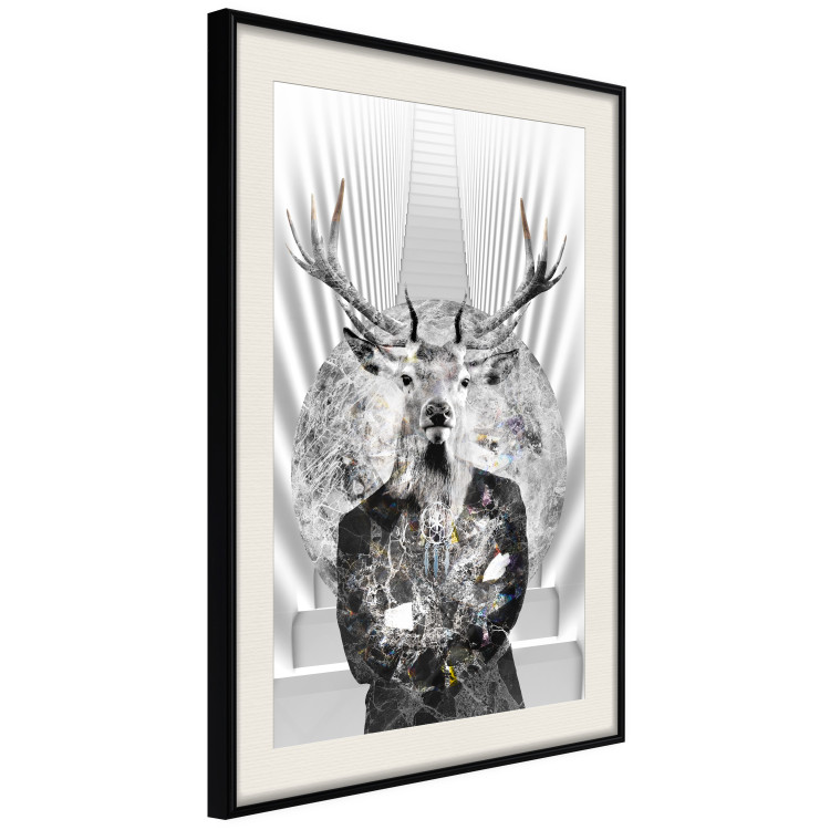 Poster Hern - black and white abstraction with deer figure and stairs in the background 117226 additionalImage 8