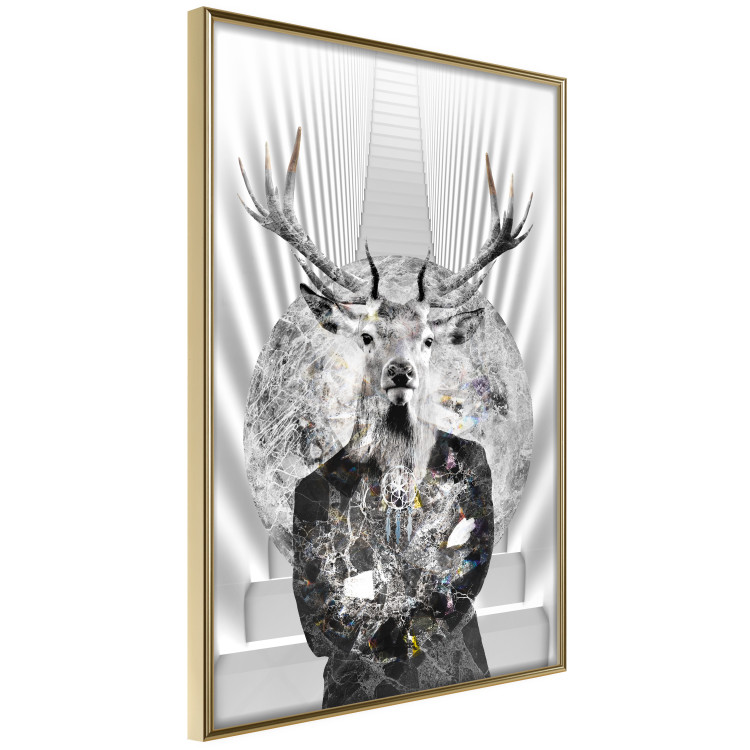 Poster Hern - black and white abstraction with deer figure and stairs in the background 117226 additionalImage 11