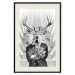 Poster Hern - black and white abstraction with deer figure and stairs in the background 117226 additionalThumb 18