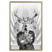 Poster Hern - black and white abstraction with deer figure and stairs in the background 117226 additionalThumb 20