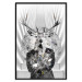 Poster Hern - black and white abstraction with deer figure and stairs in the background 117226 additionalThumb 18