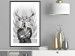 Poster Hern - black and white abstraction with deer figure and stairs in the background 117226 additionalThumb 5