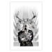 Poster Hern - black and white abstraction with deer figure and stairs in the background 117226 additionalThumb 19