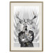 Poster Hern - black and white abstraction with deer figure and stairs in the background 117226 additionalThumb 19