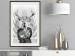Poster Hern - black and white abstraction with deer figure and stairs in the background 117226 additionalThumb 22
