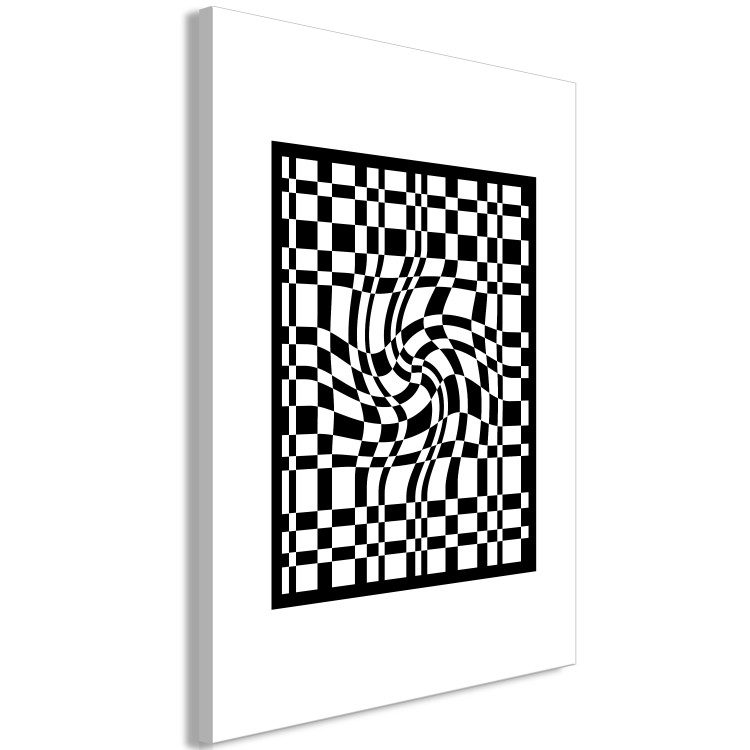 Canvas Art Print Checkerboard curvature - monochrome abstract simplicity 117426 additionalImage 2