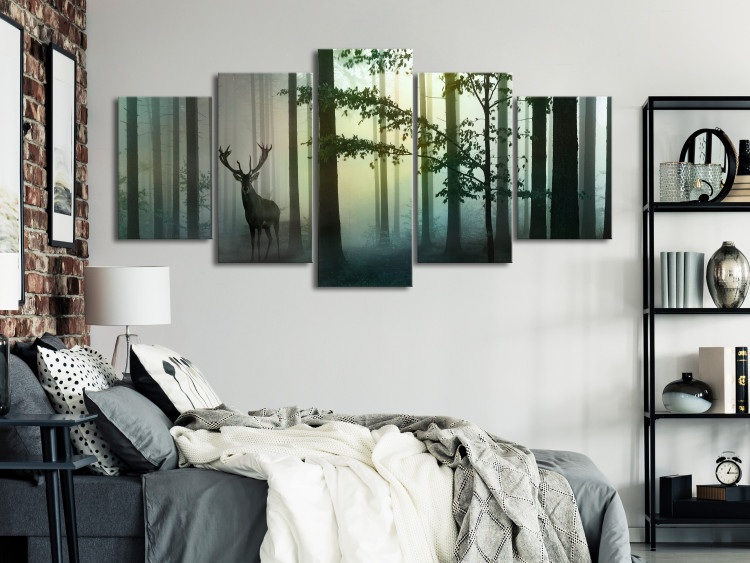 Canvas Art Print Morning (5 Parts) Wide Green 118926 additionalImage 3