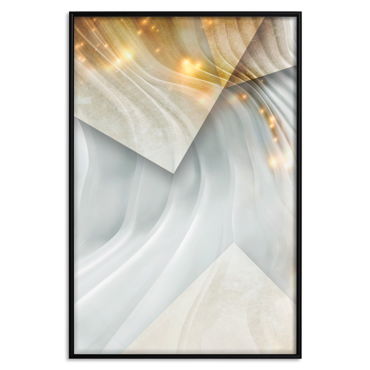 Poster Kashmir Dimension - geometric abstraction in waves with a touch of gold 119026 additionalImage 24