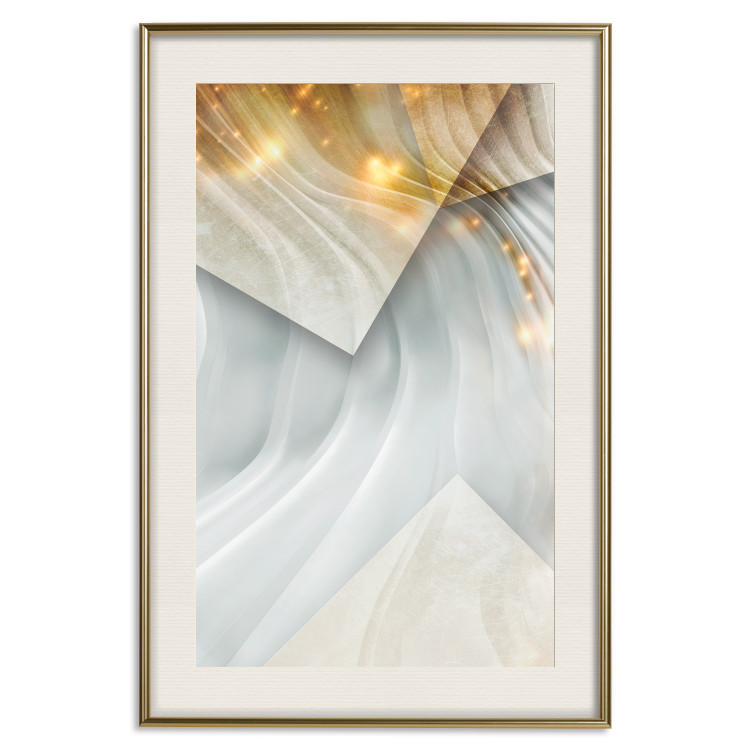 Poster Kashmir Dimension - geometric abstraction in waves with a touch of gold 119026 additionalImage 19