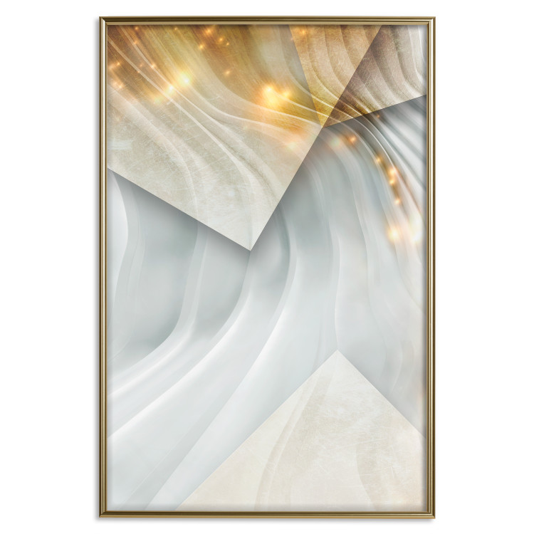 Poster Kashmir Dimension - geometric abstraction in waves with a touch of gold 119026 additionalImage 20