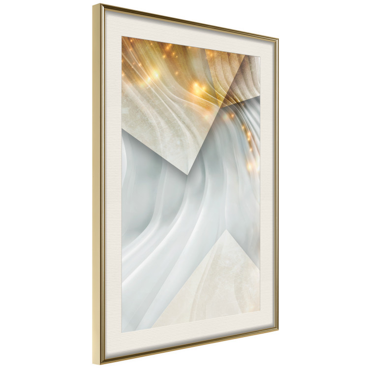 Poster Kashmir Dimension - geometric abstraction in waves with a touch of gold 119026 additionalImage 14