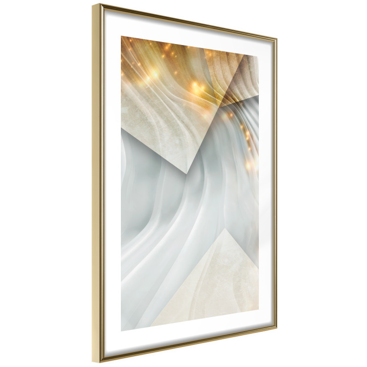 Poster Kashmir Dimension - geometric abstraction in waves with a touch of gold 119026 additionalImage 5