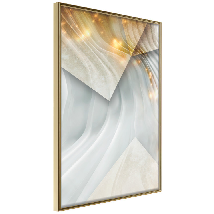 Poster Kashmir Dimension - geometric abstraction in waves with a touch of gold 119026 additionalImage 2