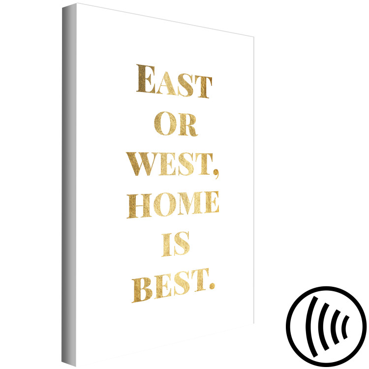 Canvas Print Gold word Home is best - golden english text on white background 122926 additionalImage 6