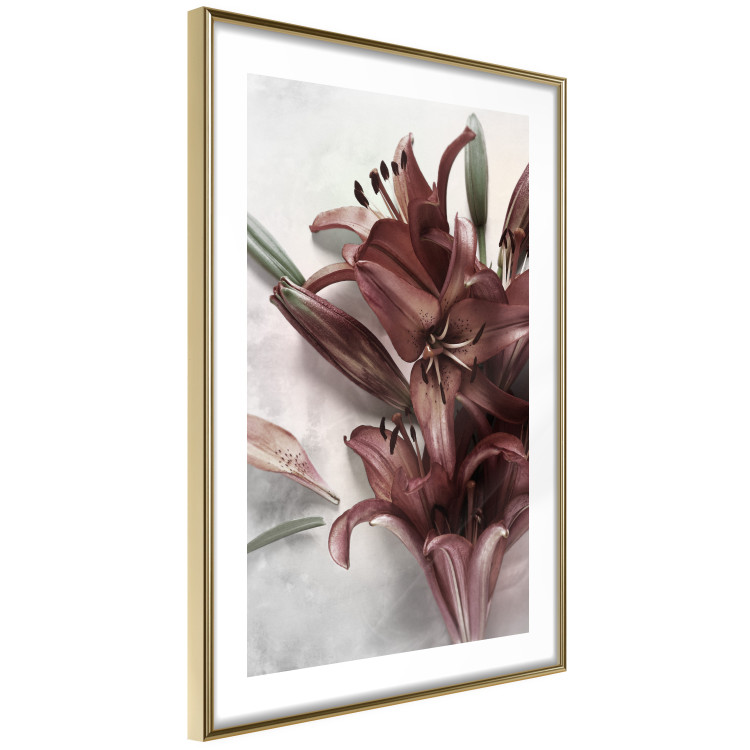 Wall Poster Floral Form - plant with red flowers on concrete texture background 123526 additionalImage 3