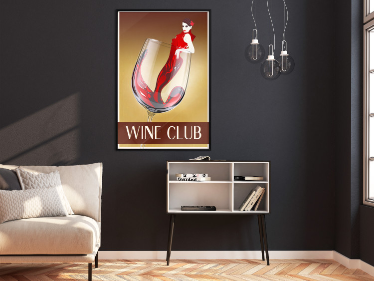 Poster Wine Club - English captions and woman resembling red wine 123626 additionalImage 12