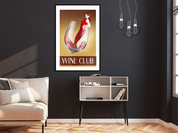 Poster Wine Club - English captions and woman resembling red wine 123626 additionalImage 10