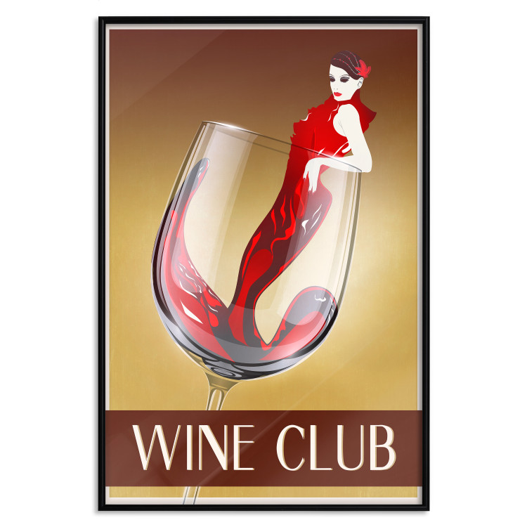 Poster Wine Club - English captions and woman resembling red wine 123626 additionalImage 18