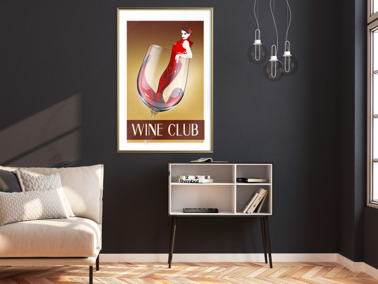 Poster Wine Club - English captions and woman resembling red wine 123626 additionalImage 13