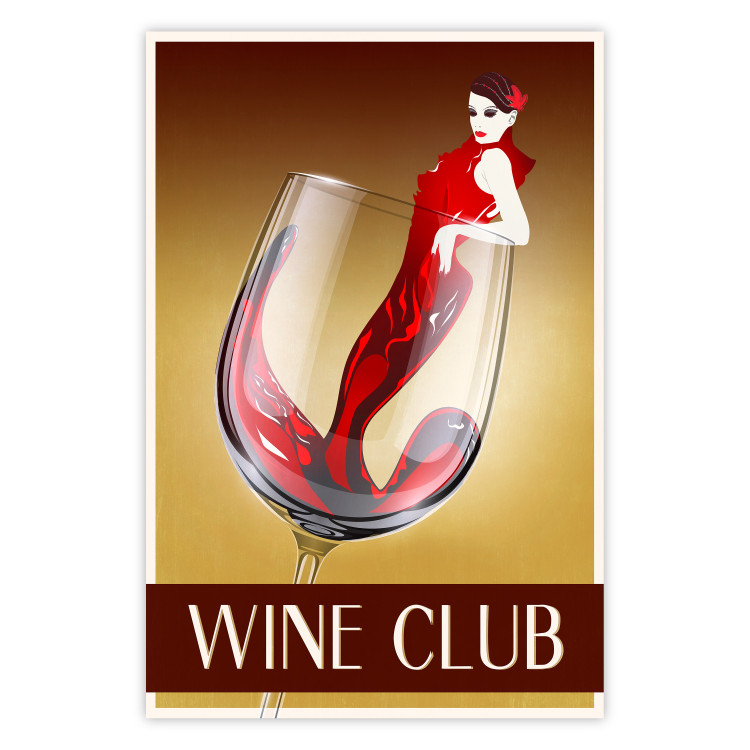Poster Wine Club - English captions and woman resembling red wine 123626