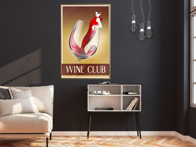 Poster Wine Club - English captions and woman resembling red wine 123626 additionalImage 9