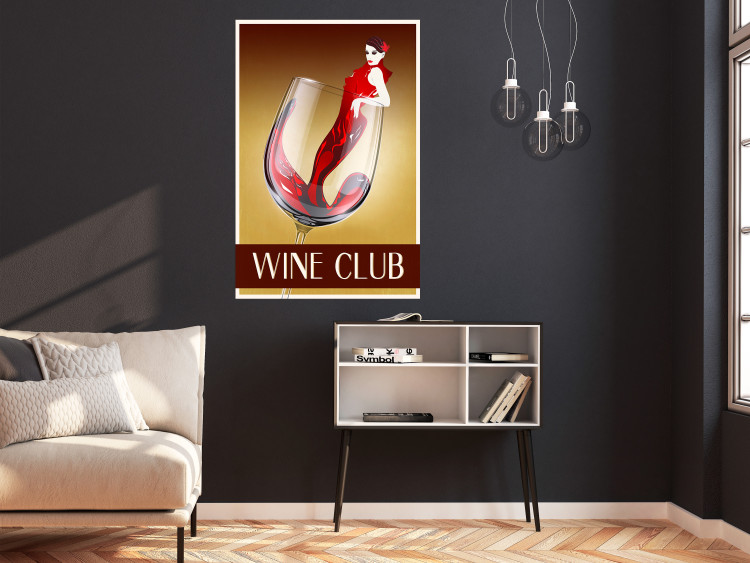Poster Wine Club - English captions and woman resembling red wine 123626 additionalImage 17