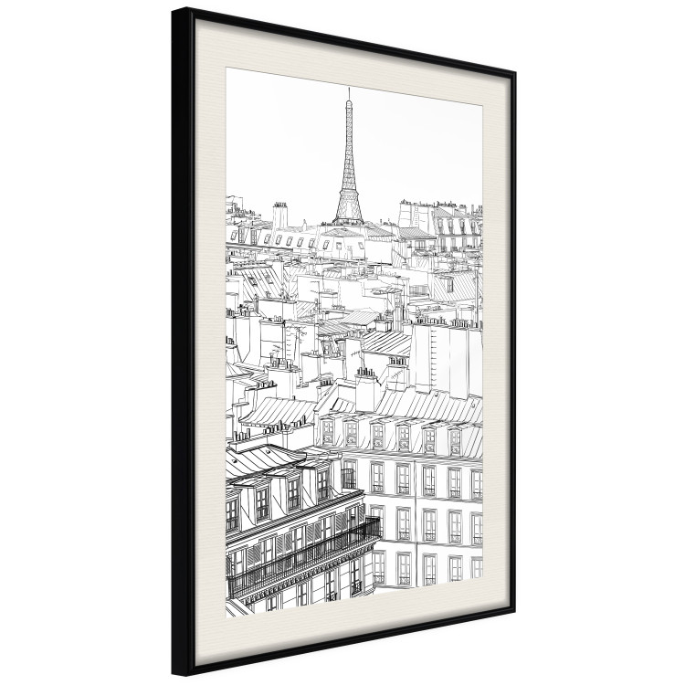 Poster Paris Sketch - black and white city architecture with Eiffel Tower in background 123826 additionalImage 3
