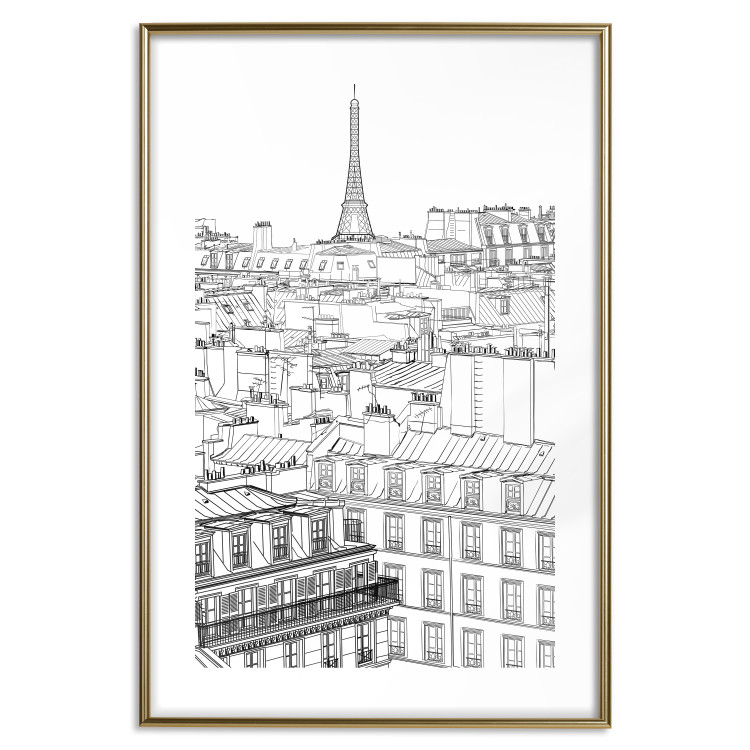 Poster Paris Sketch - black and white city architecture with Eiffel Tower in background 123826 additionalImage 15