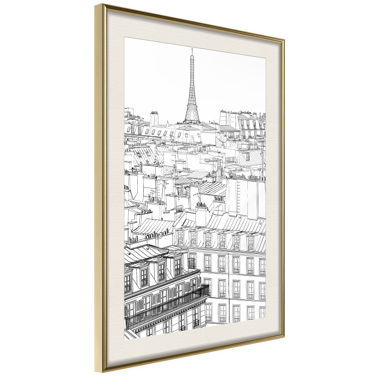 Poster Paris Sketch - black and white city architecture with Eiffel Tower in background 123826 additionalImage 2