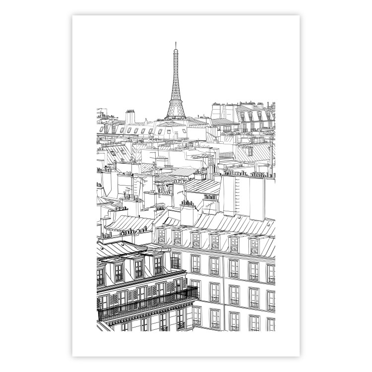 Poster Paris Sketch - black and white city architecture with Eiffel Tower in background 123826 additionalImage 24