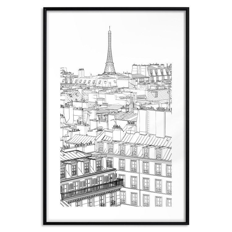 Poster Paris Sketch - black and white city architecture with Eiffel Tower in background 123826 additionalImage 16