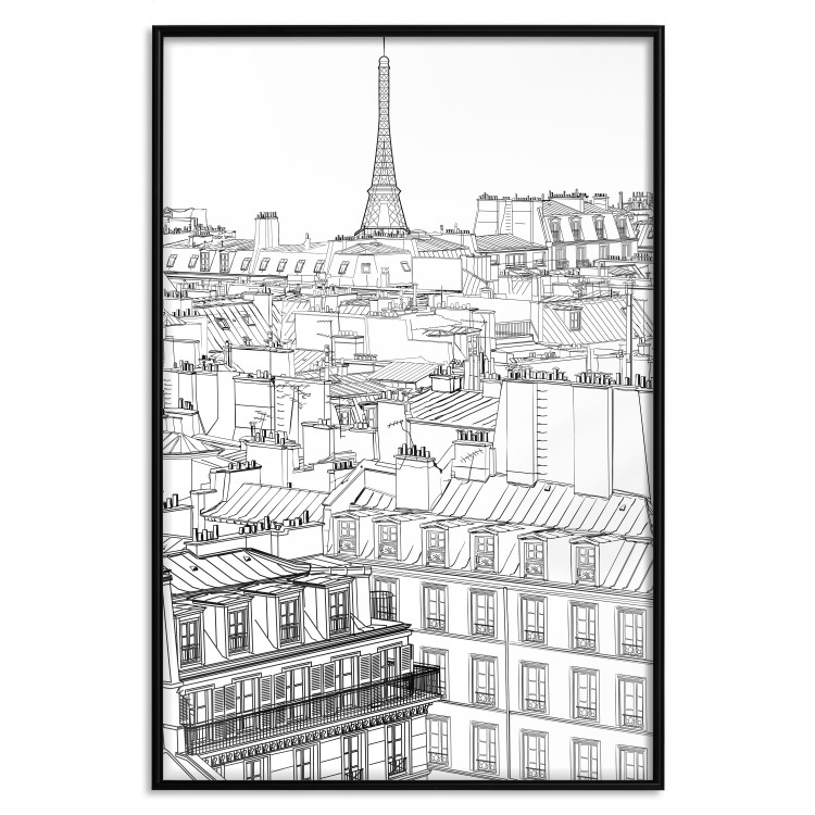 Poster Paris Sketch - black and white city architecture with Eiffel Tower in background 123826 additionalImage 20