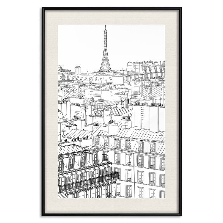 Poster Paris Sketch - black and white city architecture with Eiffel Tower in background 123826 additionalImage 18