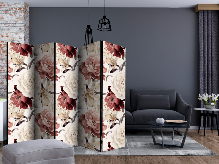 Folding Screen Species Mix II (5-piece) - flower pattern in bright colors 124026 additionalImage 4