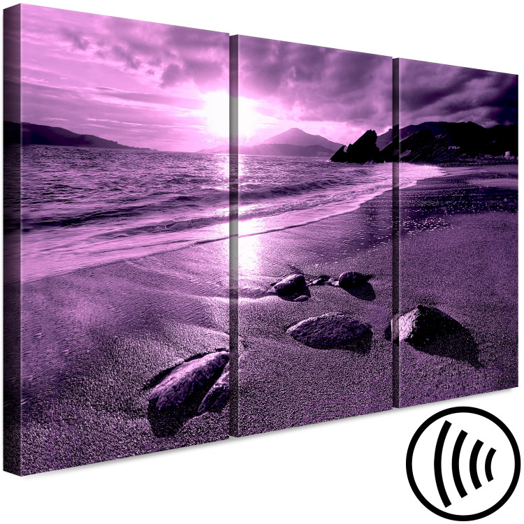 Canvas Purple sunset - triptych with beach, sea and mountains in background 125026 additionalImage 6