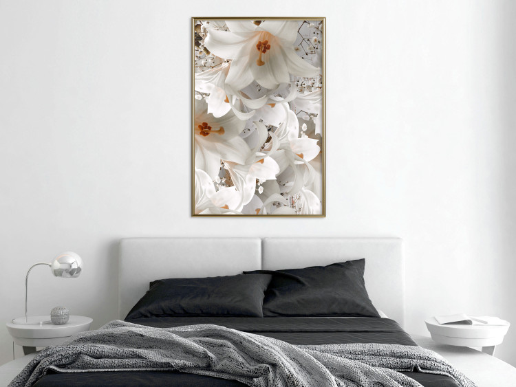 Wall Poster White Gust - landscape of white lily flowers against a backdrop of a plant-filled meadow 125226 additionalImage 5