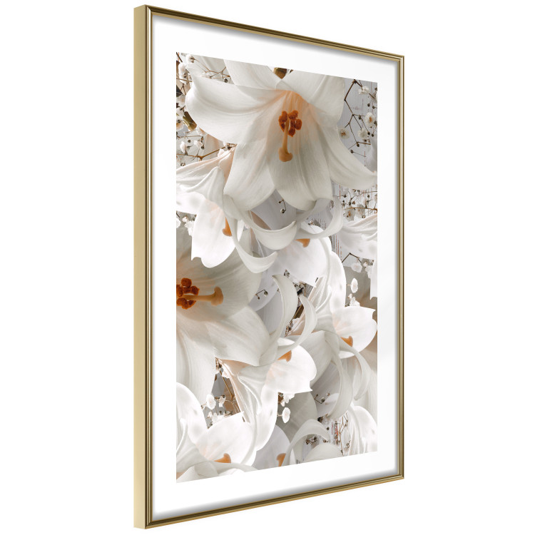 Wall Poster White Gust - landscape of white lily flowers against a backdrop of a plant-filled meadow 125226 additionalImage 6