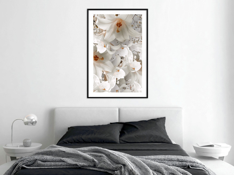 Wall Poster White Gust - landscape of white lily flowers against a backdrop of a plant-filled meadow 125226 additionalImage 4