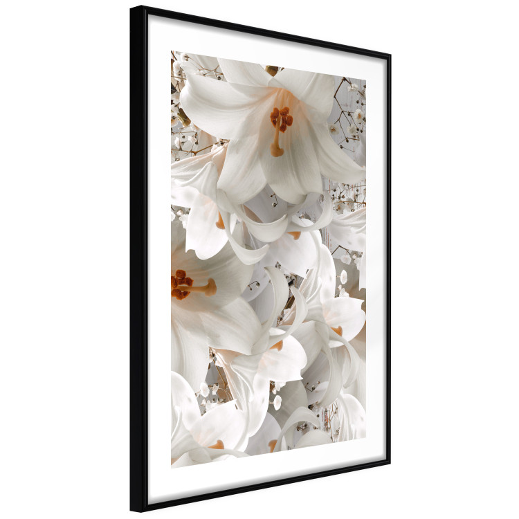 Wall Poster White Gust - landscape of white lily flowers against a backdrop of a plant-filled meadow 125226 additionalImage 11