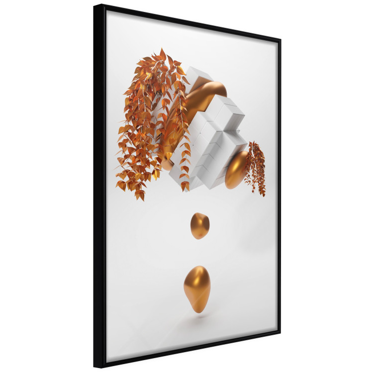 Poster Copper and Plaster - abstract white composition with copper plants 126226 additionalImage 10