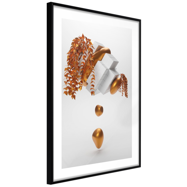 Poster Copper and Plaster - abstract white composition with copper plants 126226 additionalImage 2
