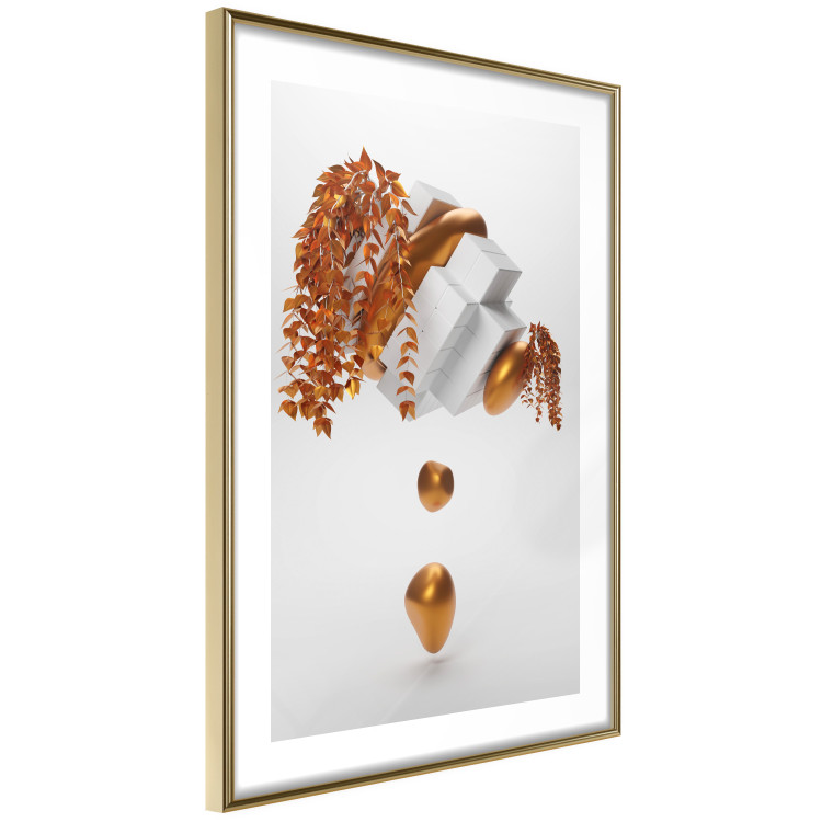 Poster Copper and Plaster - abstract white composition with copper plants 126226 additionalImage 5