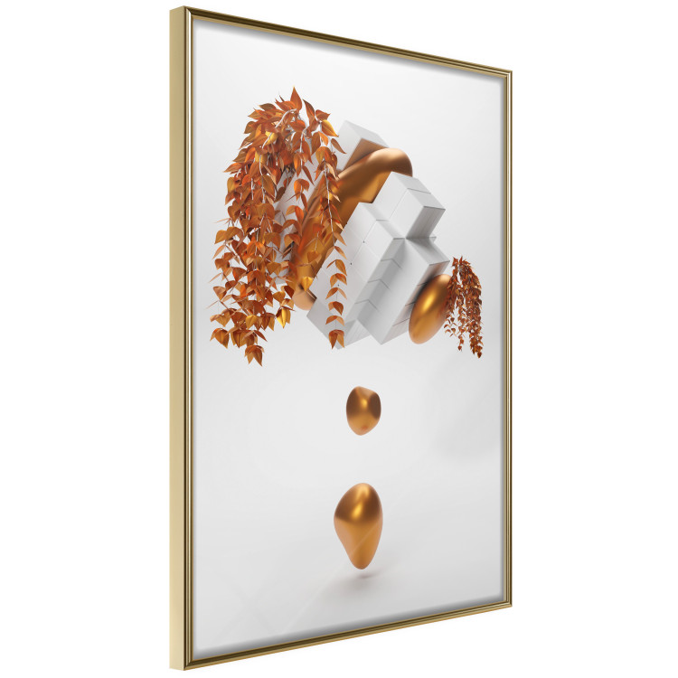 Poster Copper and Plaster - abstract white composition with copper plants 126226 additionalImage 5