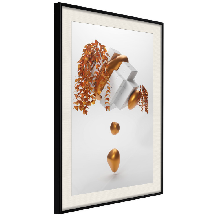 Poster Copper and Plaster - abstract white composition with copper plants 126226 additionalImage 3
